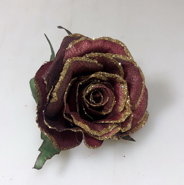 Květ růže ván.9cm flitr.okraj12/576