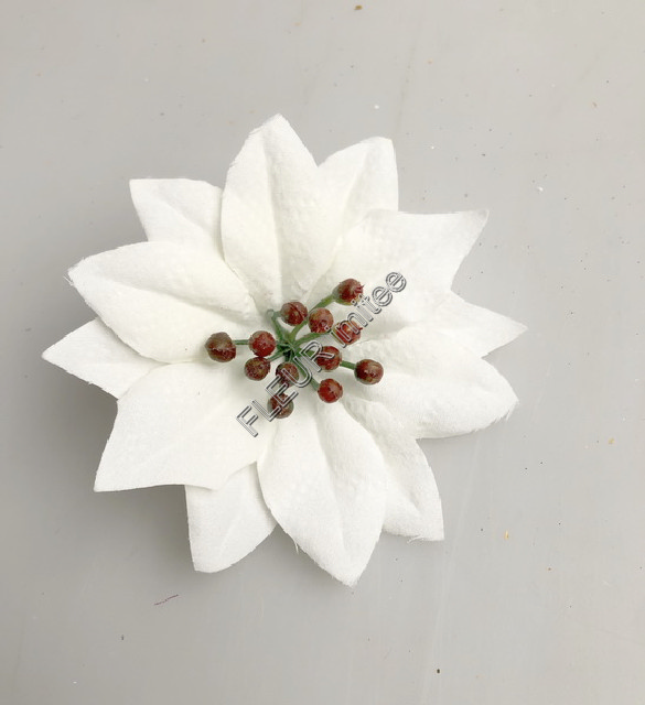 Květ poinsettia velvet 10cm 12/3456