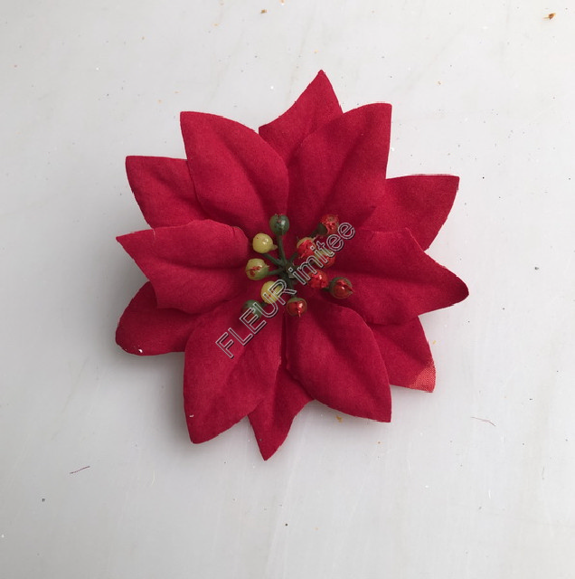 Květ poinsettia velvet 10cm 12/3456
